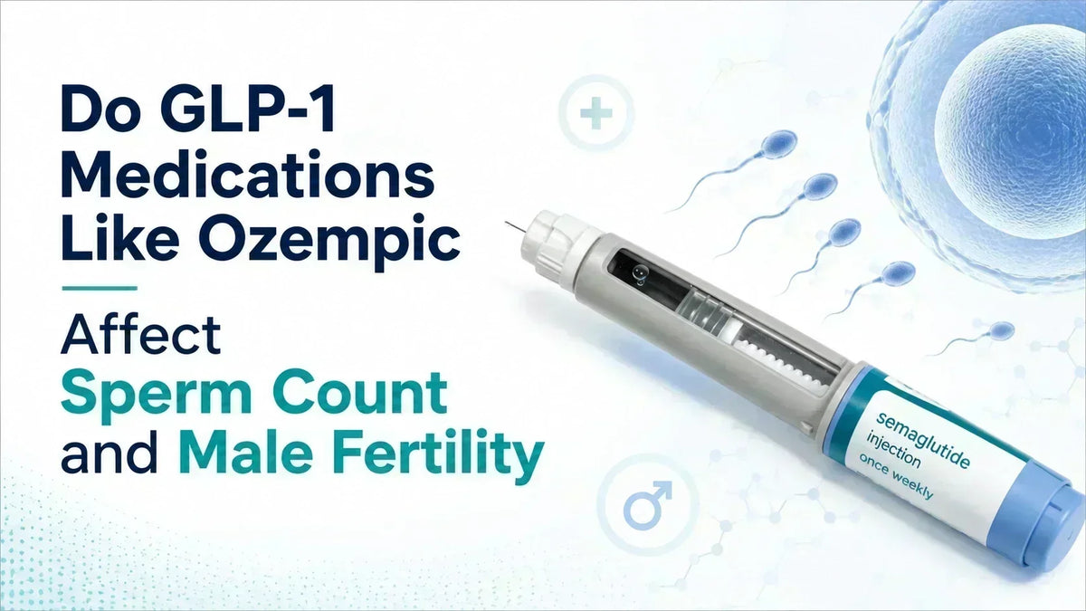 impact of GLP-1 medications on male fertility, featuring charts and key points